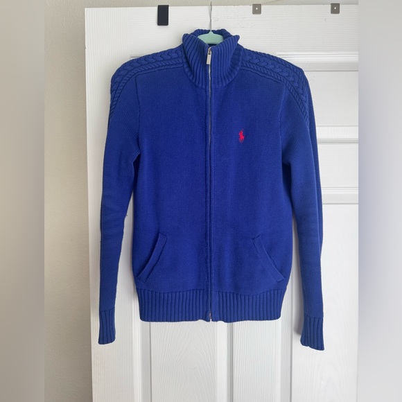 Ralph Lauren Sport Blue Zip-Up Sweater – Size Small - Picture 1 of 5